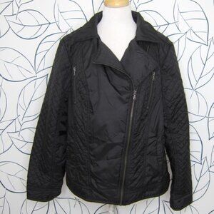 Ashley Stewart Women's Size 14/16, 1X Black Quilted Lightweight Moto Jacket